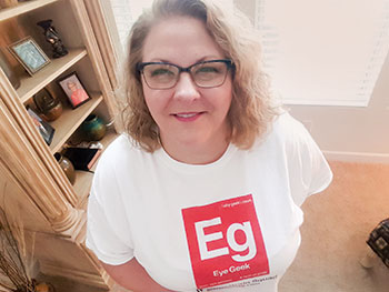 Stephanie Crowley in her Eye Geek t-shirt