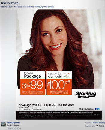 Contact lens promotion from Sterling Optical