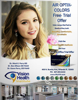 Color contact lens promotion from Vision Health Institute