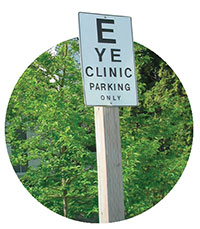 Eye clinic parking lot sign