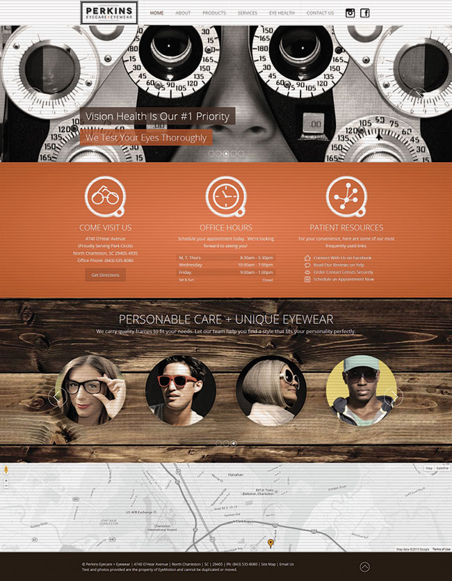 Perksin Eyecare + Eyewear home page