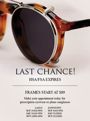 Flex dollars direct mail from Erker's Fine Eyewear