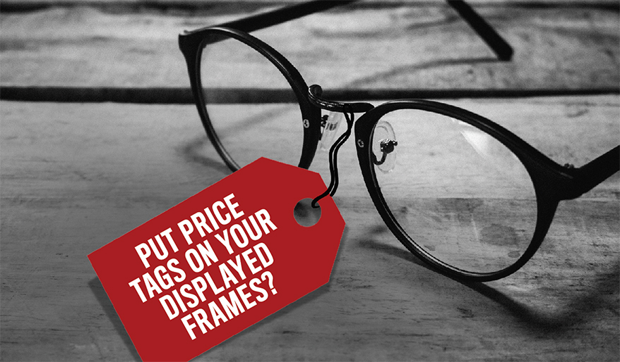 Price tags on eyewear frames