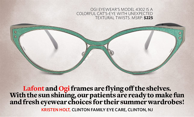 Hot Sellers: Ogi Eyewear’s Model 4302 is a colorful cat’s-eye with unexpected textural twists