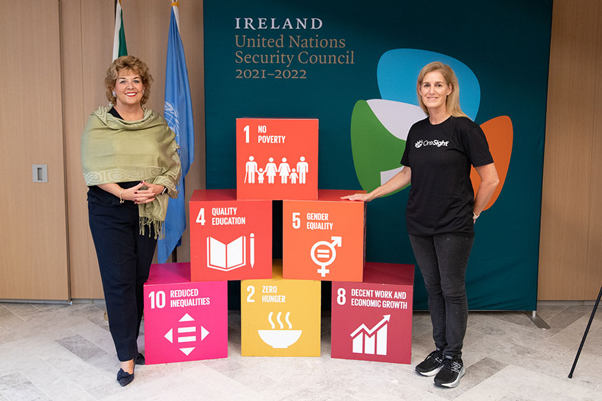 H.E. Ambassador Geraldine Byrne Nason, Permanent Representative of Ireland to the United Nations and UN Friends of Vision co-chair with K-T Overbey, OneSight’s President & Executive Director.