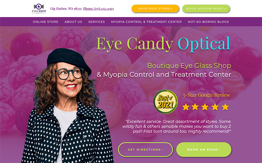 Eye Candy Optical owner Dr. Kandi Moller worked with a company to create a website that’s ‘colorful and different and unique...just like me!’
