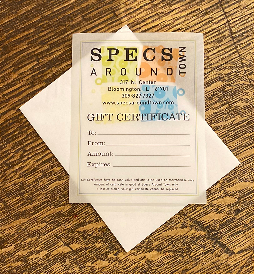 Specs Around Town gift certificate
