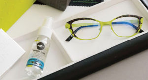 spray and eyeglasses