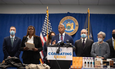 New York City Mayor Eric Adams announces the takedown of a massive crime ring. Courtesy of NYC.gov
