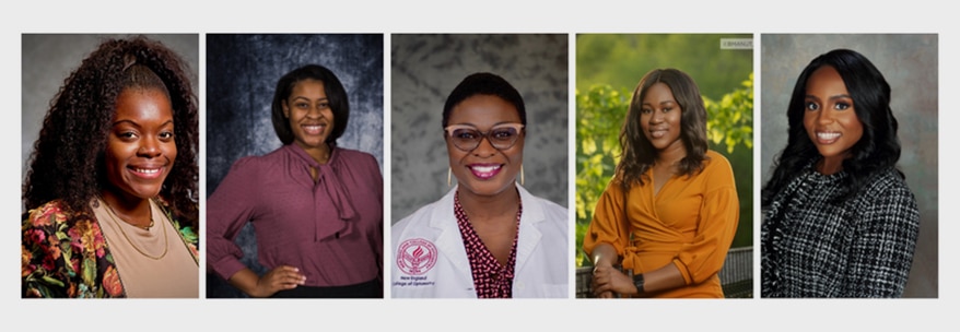 Dr. Marvin R. Poston Leadership Award recipients: L-R: Babirekere Bakama, Brittany Martin, Ade Owolewa, Dr. Chinelo Onyeador, Alexis Abernathy