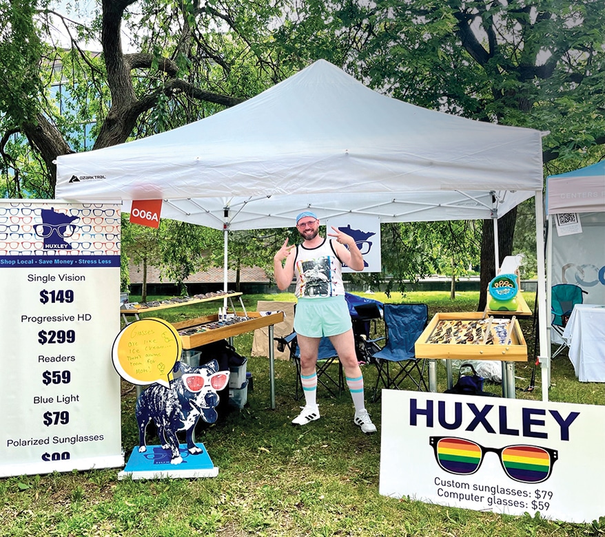 Staff member Michael Mantz mans Huxley’s pop-up booth at Twin Cities Pride in Minneapolis.