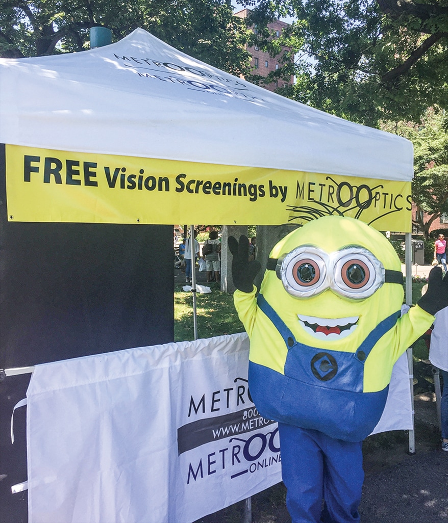 A Minion lends a hand at Metro Optics’ pop-up screening room.