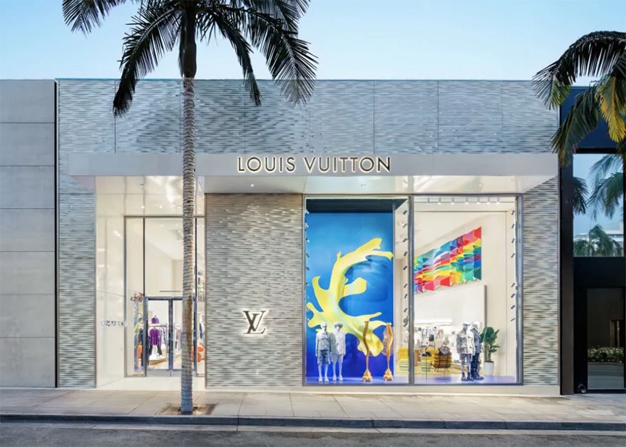 An exterior shot of a Louis Vuitton store. Photography: Brad Dickson