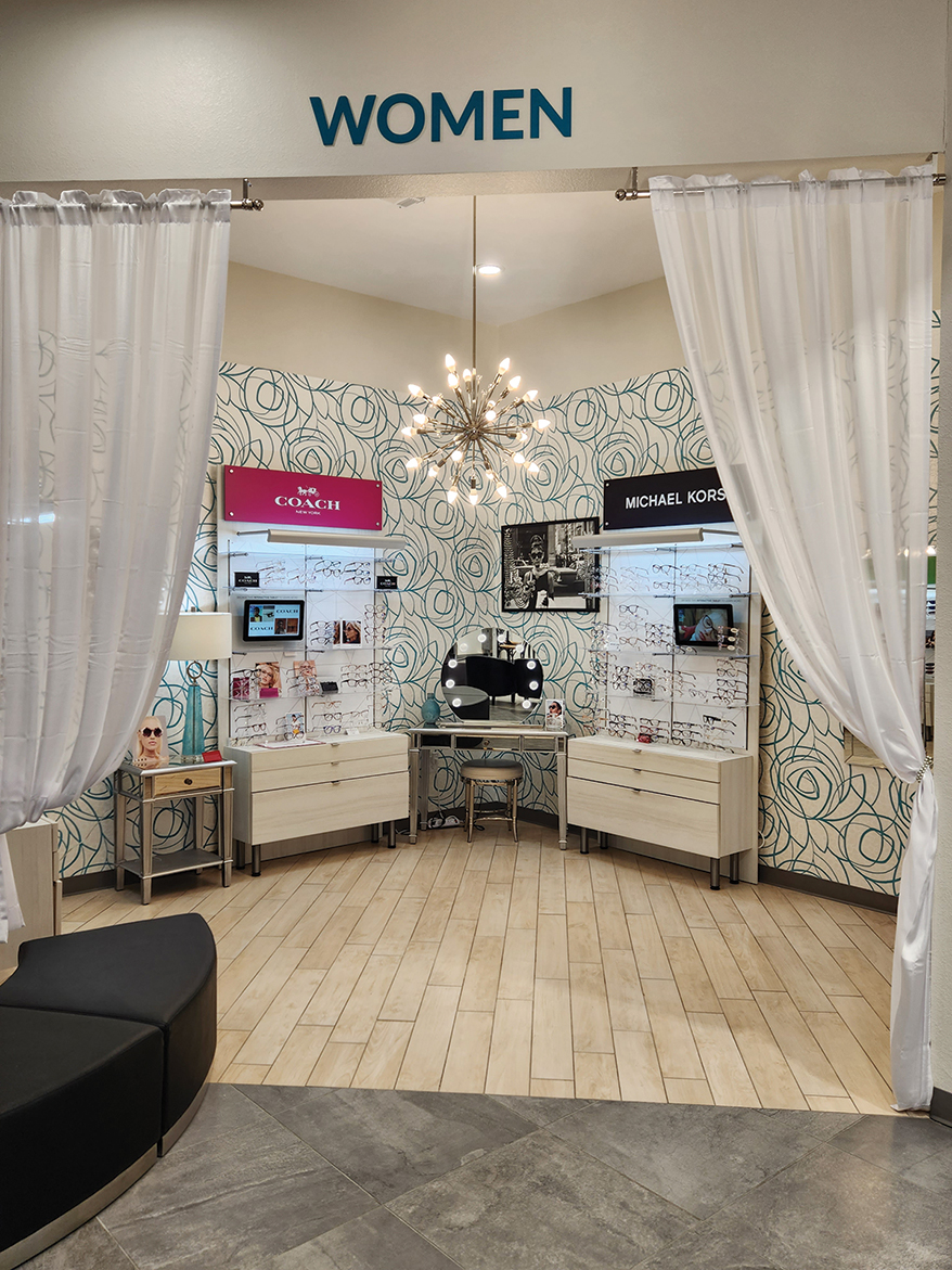 The Women’s area of the optical is a chic, feminine boutique. There is also a Men’s section and a Luxury area.