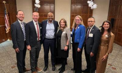 NECO Event, (L to R) Dr. Justin Kwan, CooperVision; Dr. Steve Rosinski, CooperVision; Michael Curry, Health Equity Compact; Dr. Michele Andrews, CooperVision; Rep. Christine Barber, Commonwealth of Massachusetts; Dr. Gary Chu, New England College of Optometry; Dr. Felicia Timmermann, CooperVision