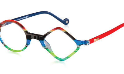 In VonBogen’s XP collection, art and design merge into unique acetate frames with a focus on powerful, vivid colors and expressive shapes. The 1447 comes in a variety of brightly hued designs with an asymmetrical lens shape design.