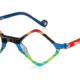In VonBogen’s XP collection, art and design merge into unique acetate frames with a focus on powerful, vivid colors and expressive shapes. The 1447 comes in a variety of brightly hued designs with an asymmetrical lens shape design.